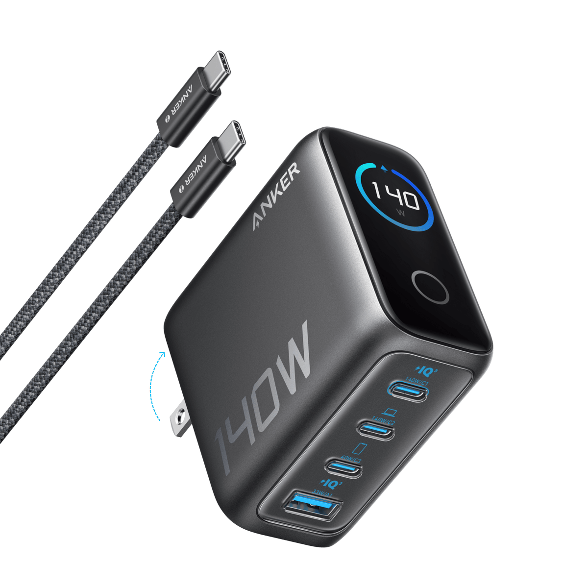 Anker Charger (140W, 4-Port, PD 3.1) with USB-C Cable - Agenda365.com