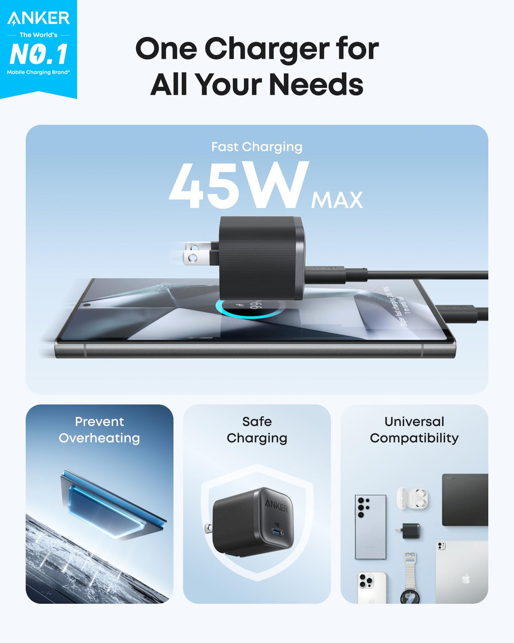 Anker Nano Charger (45W) with USB-C to USB-C Cable - Agenda365.com
