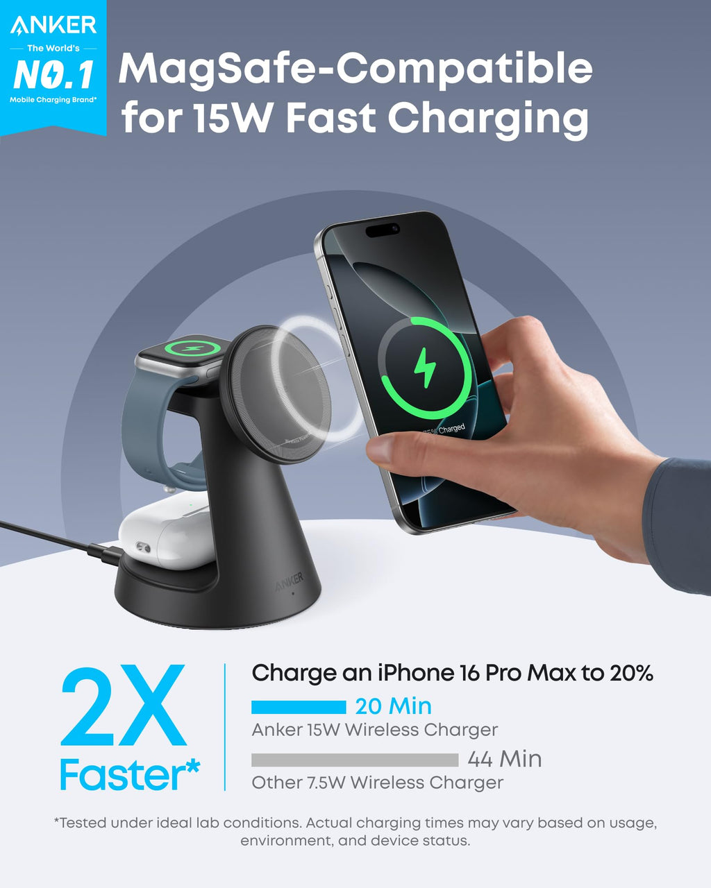 Anker MagGo Wireless Charging Station (3-in-1, Dock Stand) - Agenda365.com