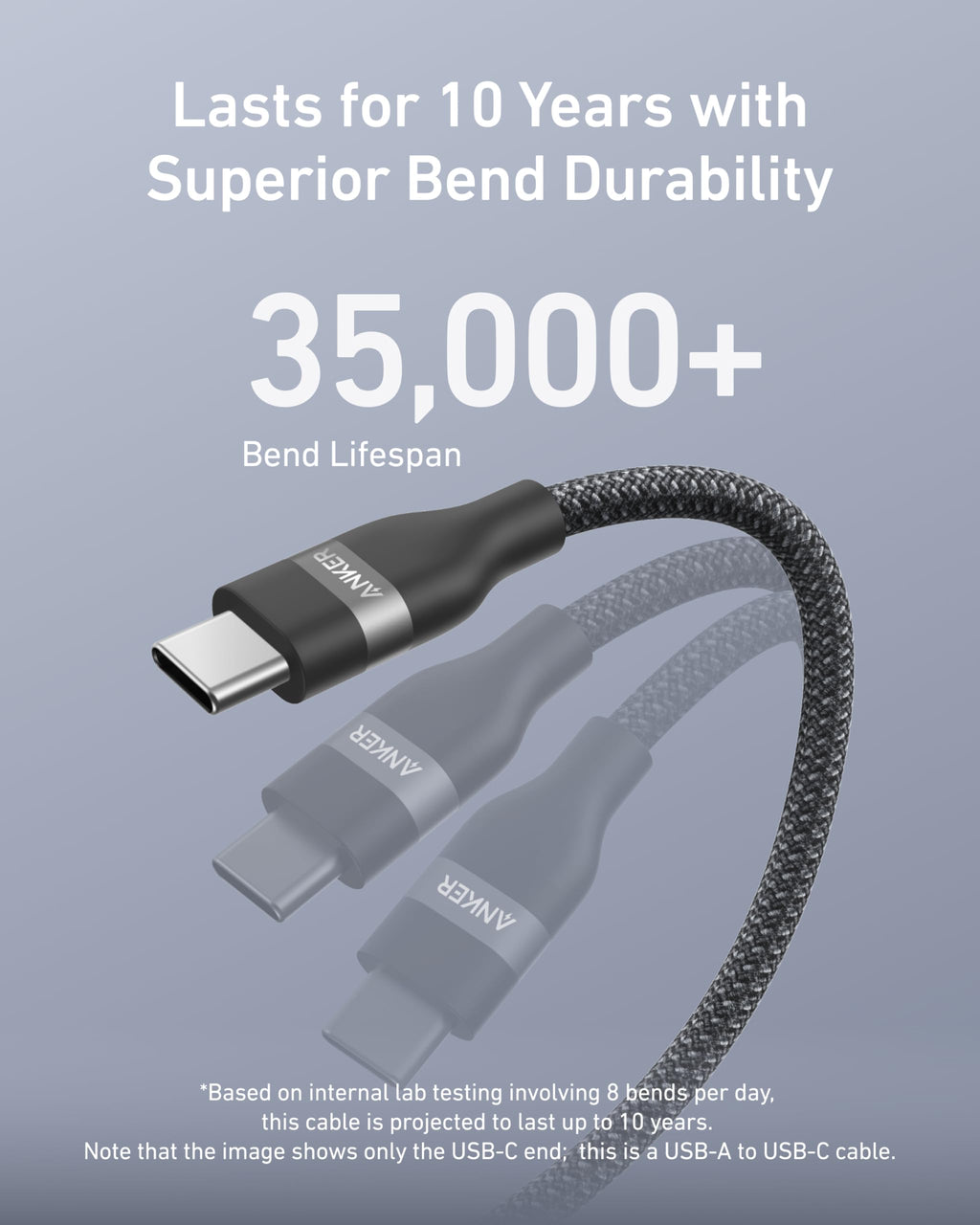 Anker USB-A to USB-C Cable (3 ft / 6 ft, Upcycled-Braided) - Agenda365.com