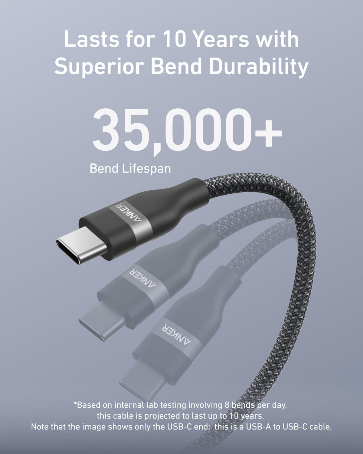 Anker USB-A to USB-C Cable (3 ft / 6 ft, Upcycled-Braided) - Agenda365.com