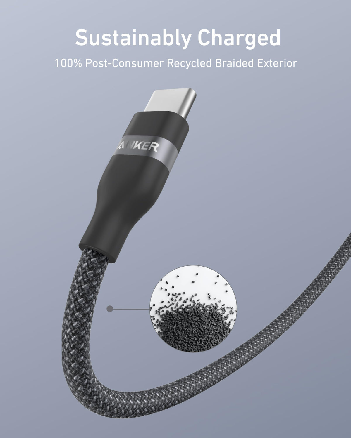 Anker USB-A to USB-C Cable (3 ft / 6 ft, Upcycled-Braided) - Agenda365.com