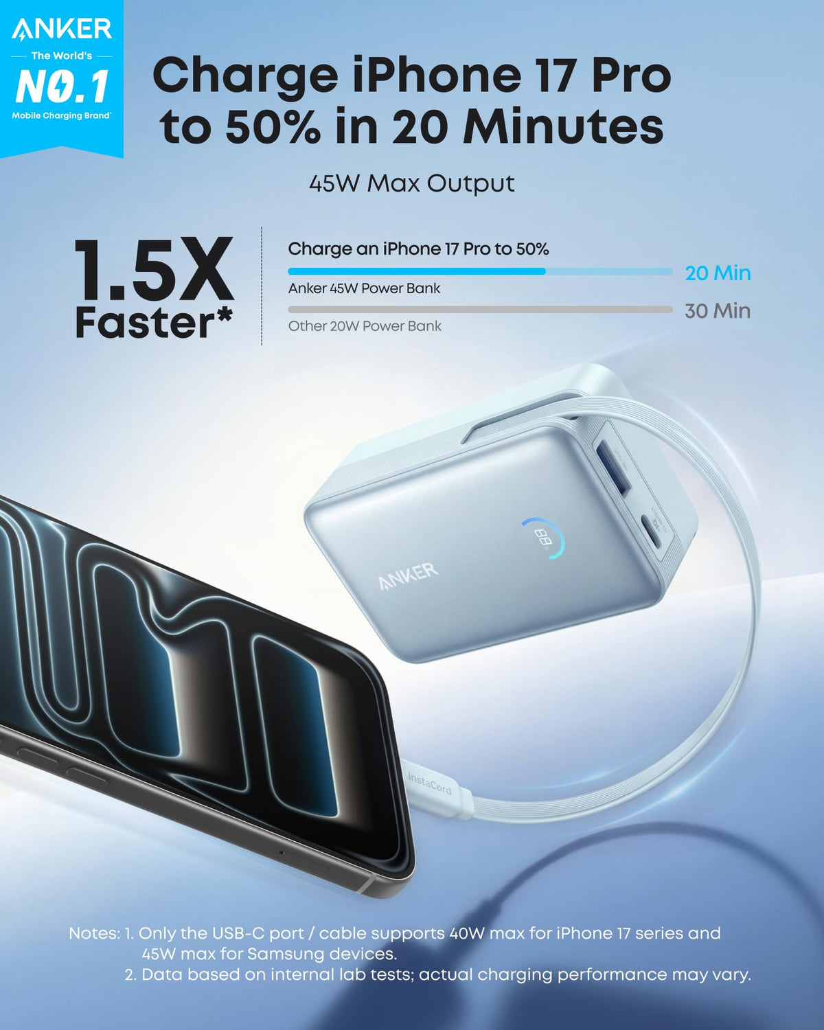 Anker Nano Power Bank (10K, 45W, Built-In Retractable USB-C Cable) - Agenda365.com