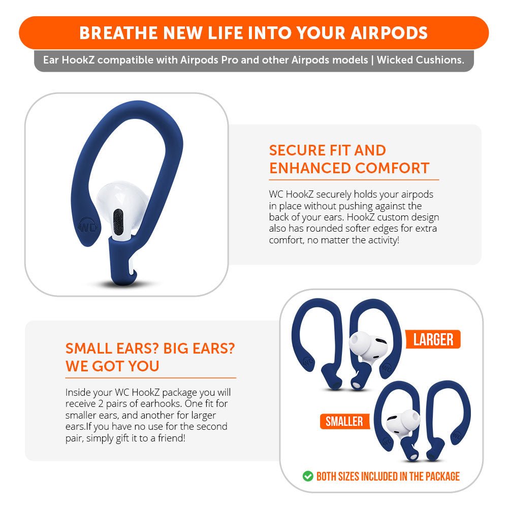 WC HookZ - Over Ear Hooks for Airpods Pro 1, 2 & Airpods 1, 2, 3 - Agenda365.com