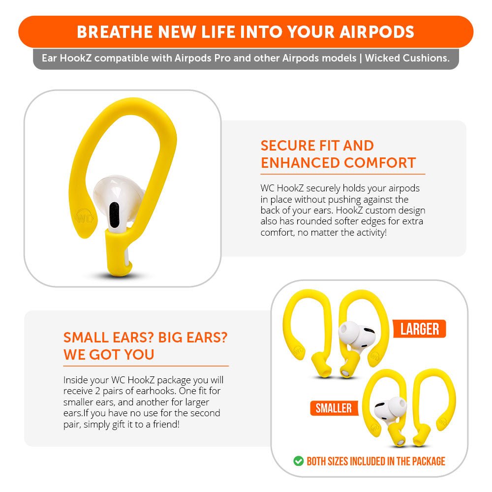 WC HookZ - Over Ear Hooks for Airpods Pro 1, 2 & Airpods 1, 2, 3 - Agenda365.com