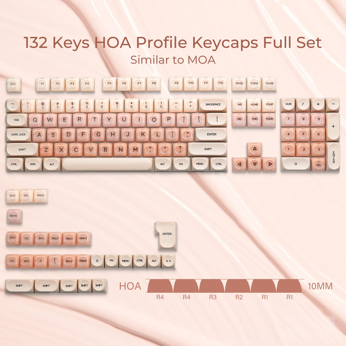 XVX Foundation Series HOA Profile Translucent PBT+PC 132-Key Keycap Set - Agenda365.com