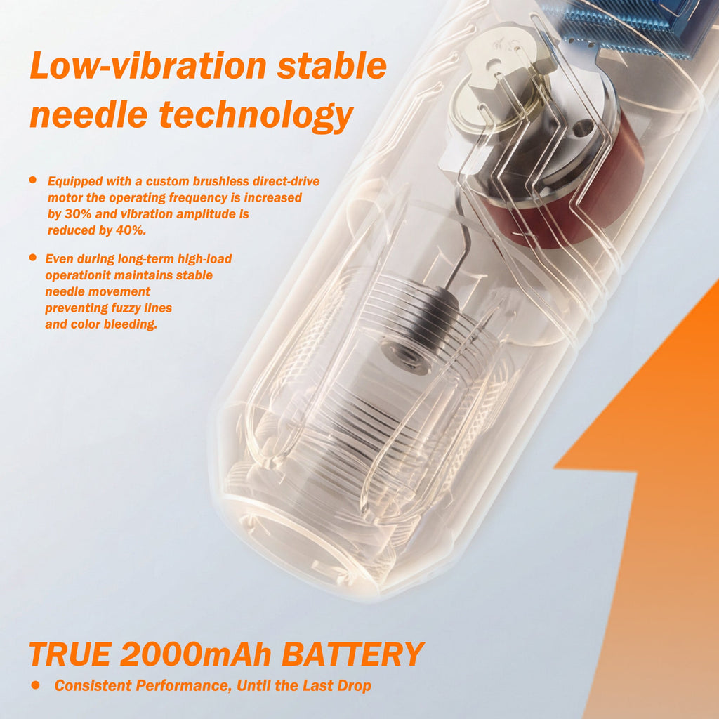 INKSOUL® Tattoo Machine Wiresles Pen 4.2MM Strokes Two Grips Two Batteries Two Modes 2 in 1 | HV6 PRO - Agenda365.com