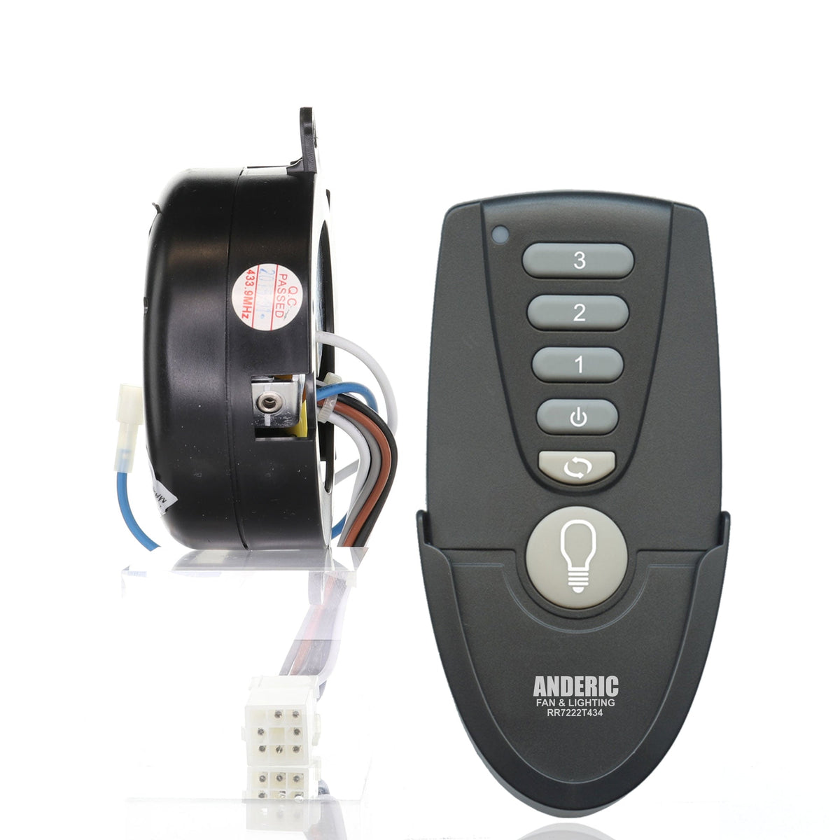 Anderic MR77A-MOLEX-KIT Replacement Ceiling Fan Remote Control Kit - MR77A, RR7222T434, MOLEX-AMP-ADAPTER - Agenda365.com