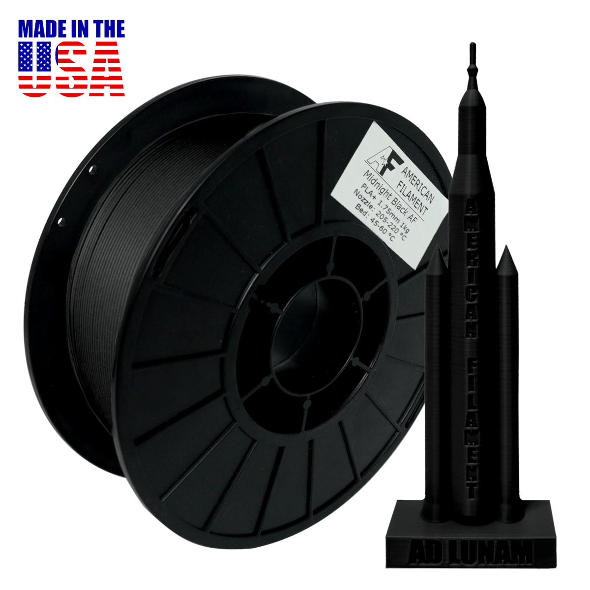 Matte Black AF 1.75mm PLA+ Filament Made in the USA! - Agenda365.com