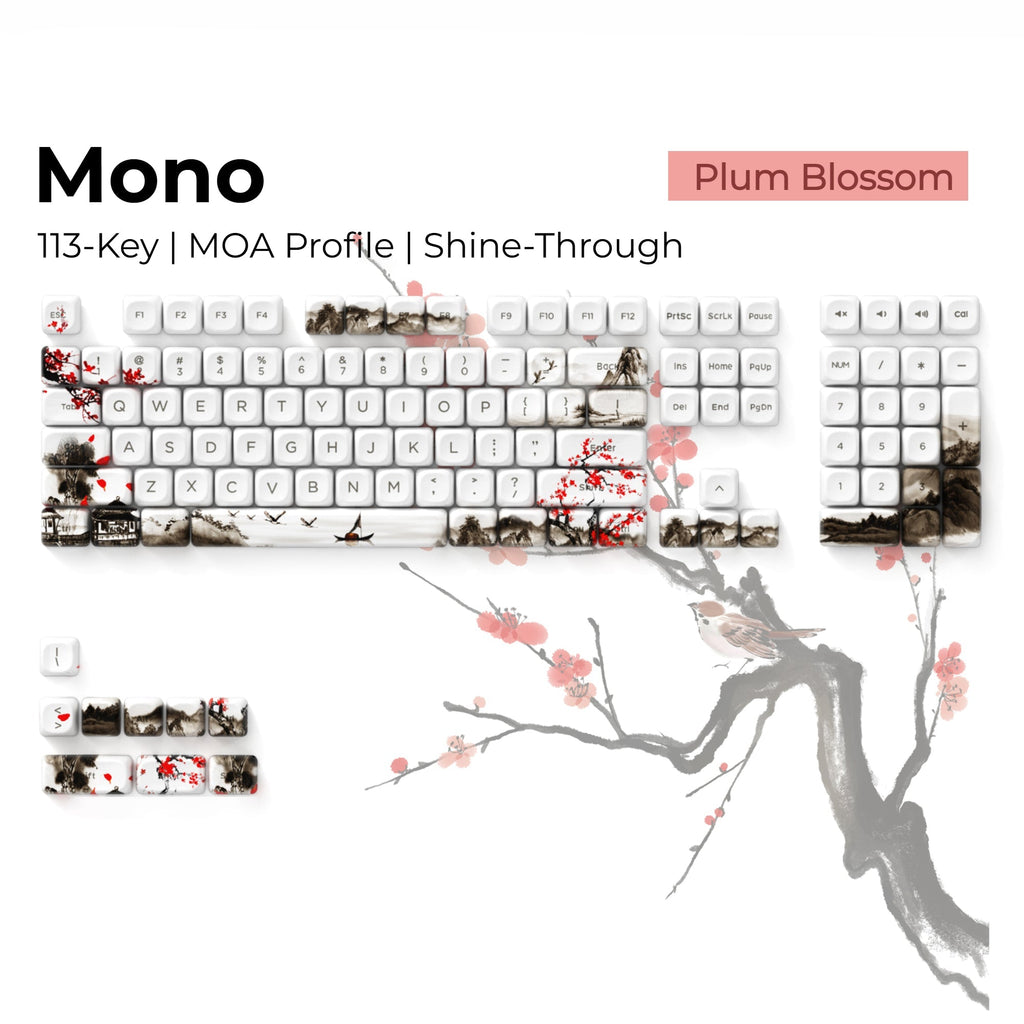 XVX Mono Plum Blossom MOA Profile Shine-Through PBT Keycap Set - Agenda365.com