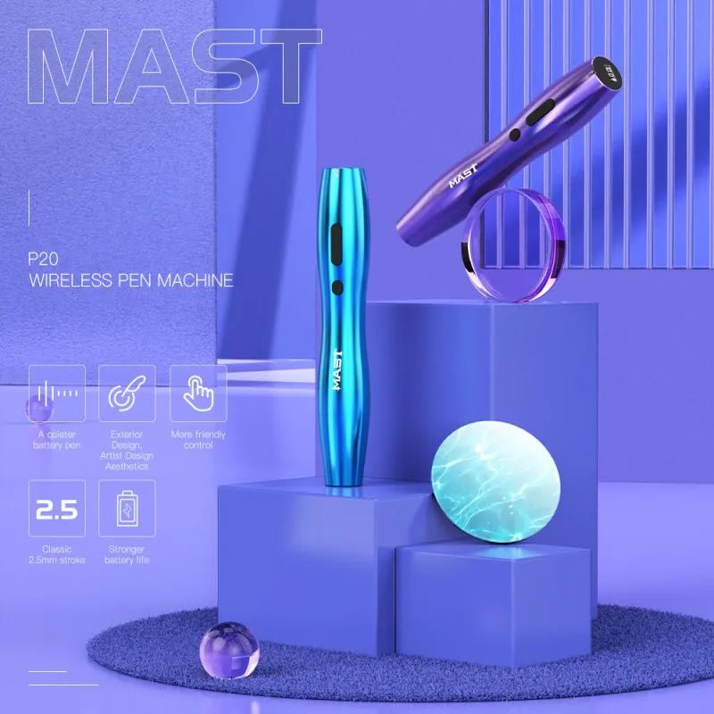 Wireless Tattoo Pen Machine With 2.5MM Stroke Permanent Makeup| Mast P20 (2 Batteries ver.) - Agenda365.com
