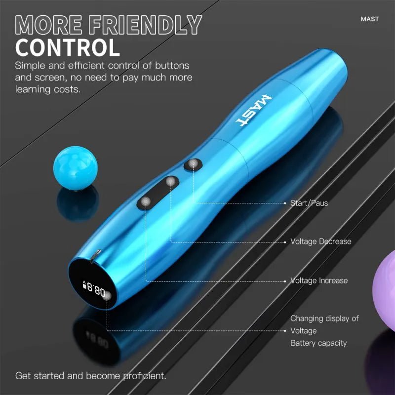 Wireless Tattoo Pen Machine With 2.5MM Stroke Permanent Makeup| Mast P20 (2 Batteries ver.) - Agenda365.com