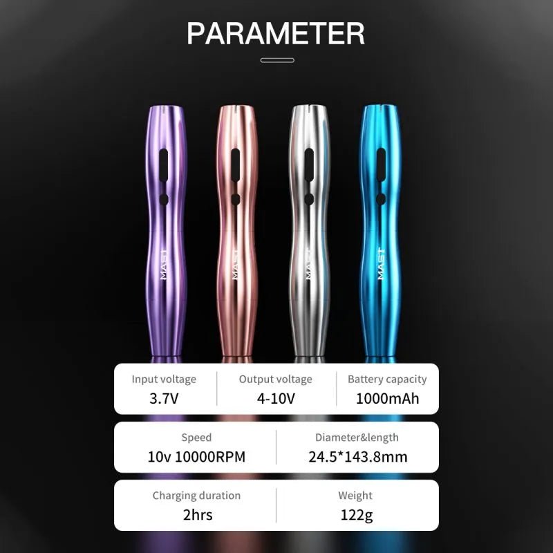 Wireless Tattoo Pen Machine With 2.5MM Stroke Permanent Makeup| Mast P20 (2 Batteries ver.) - Agenda365.com