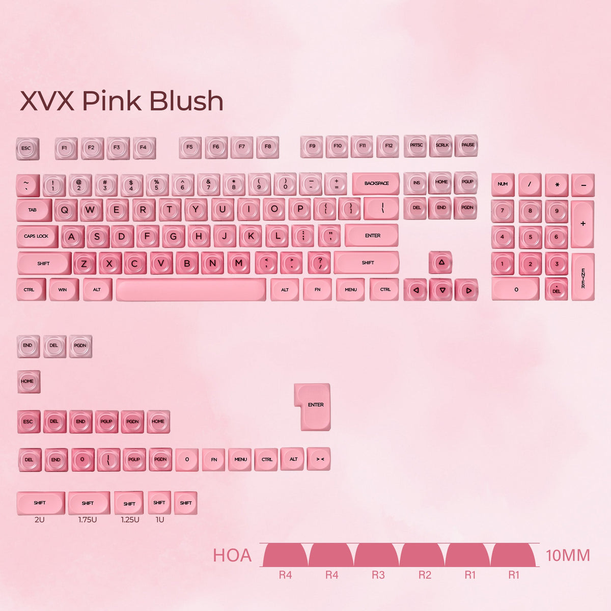 XVX Foundation Series HOA Profile Translucent PBT+PC 132-Key Keycap Set - Agenda365.com