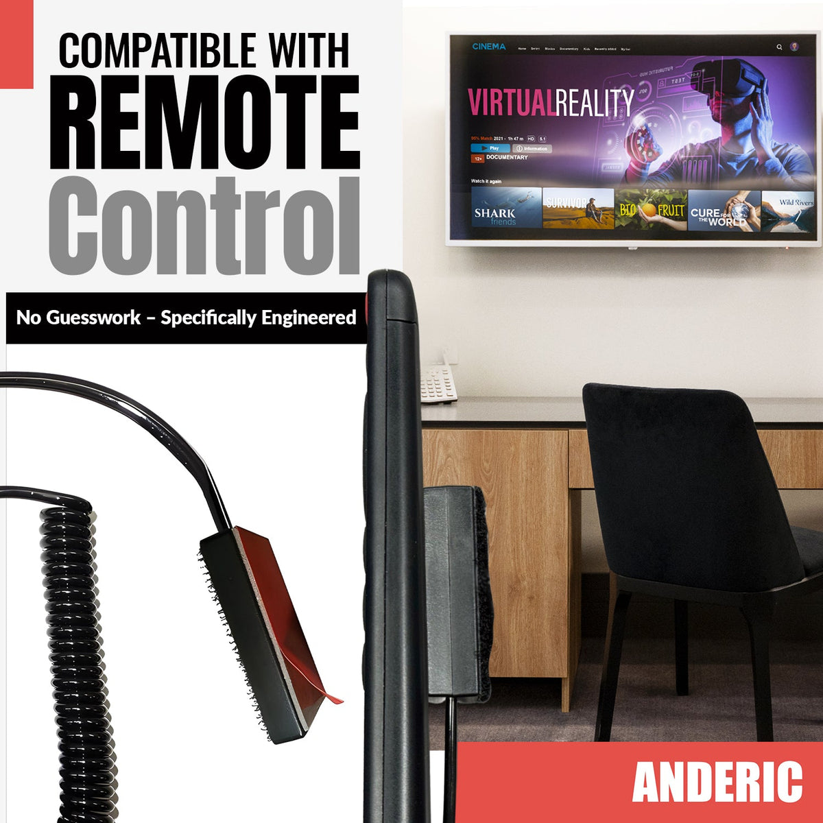 Anderic CBL02 Universal Security Cable Tether for Remote Controls - Agenda365.com