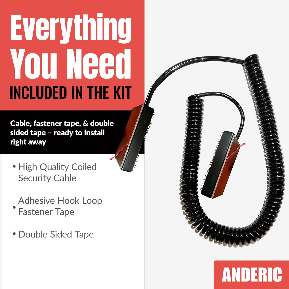 Anderic CBL02 Universal Security Cable Tether for Remote Controls - Agenda365.com