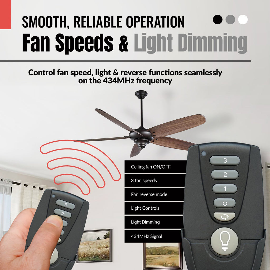 Anderic MR77A-MOLEX-KIT Replacement Ceiling Fan Remote Control Kit - MR77A, RR7222T434, MOLEX-AMP-ADAPTER - Agenda365.com