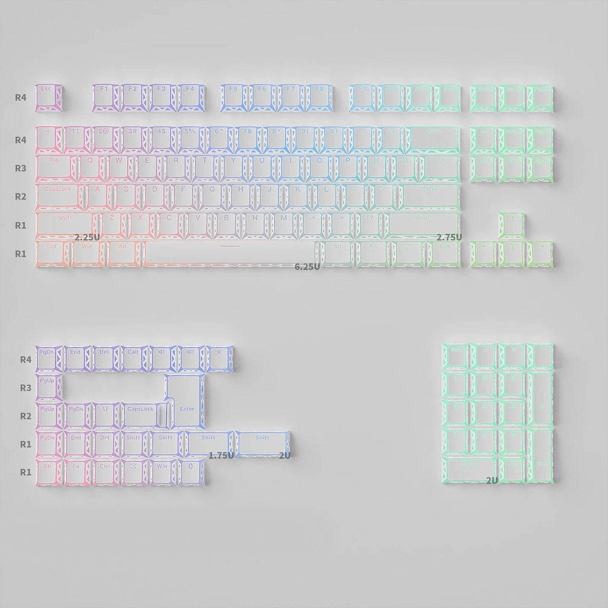 XVX PRISM Refraction Shine-Through Cherry Profile 130-Key PBT Keycap Set - Agenda365.com