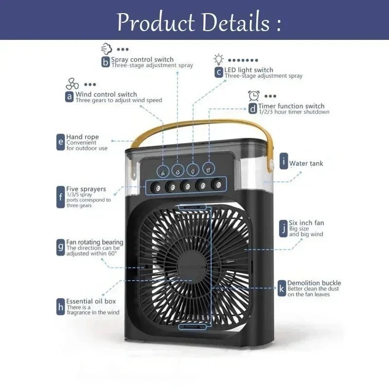Kualool 3-In-1 Air Cooler Humidifier Portable Night Light - Agenda365.com
