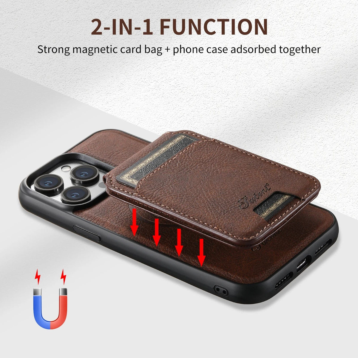 Leather Magnetic Wallet iPhone Case - Agenda365.com