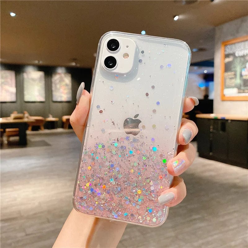 Cute Gradient Sequins Clear Glitter iPhone Case - Agenda365.com