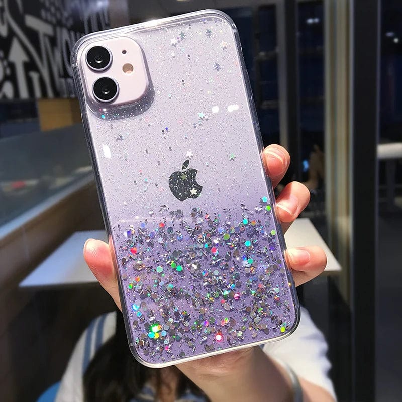 Cute Gradient Sequins Clear Glitter iPhone Case - Agenda365.com