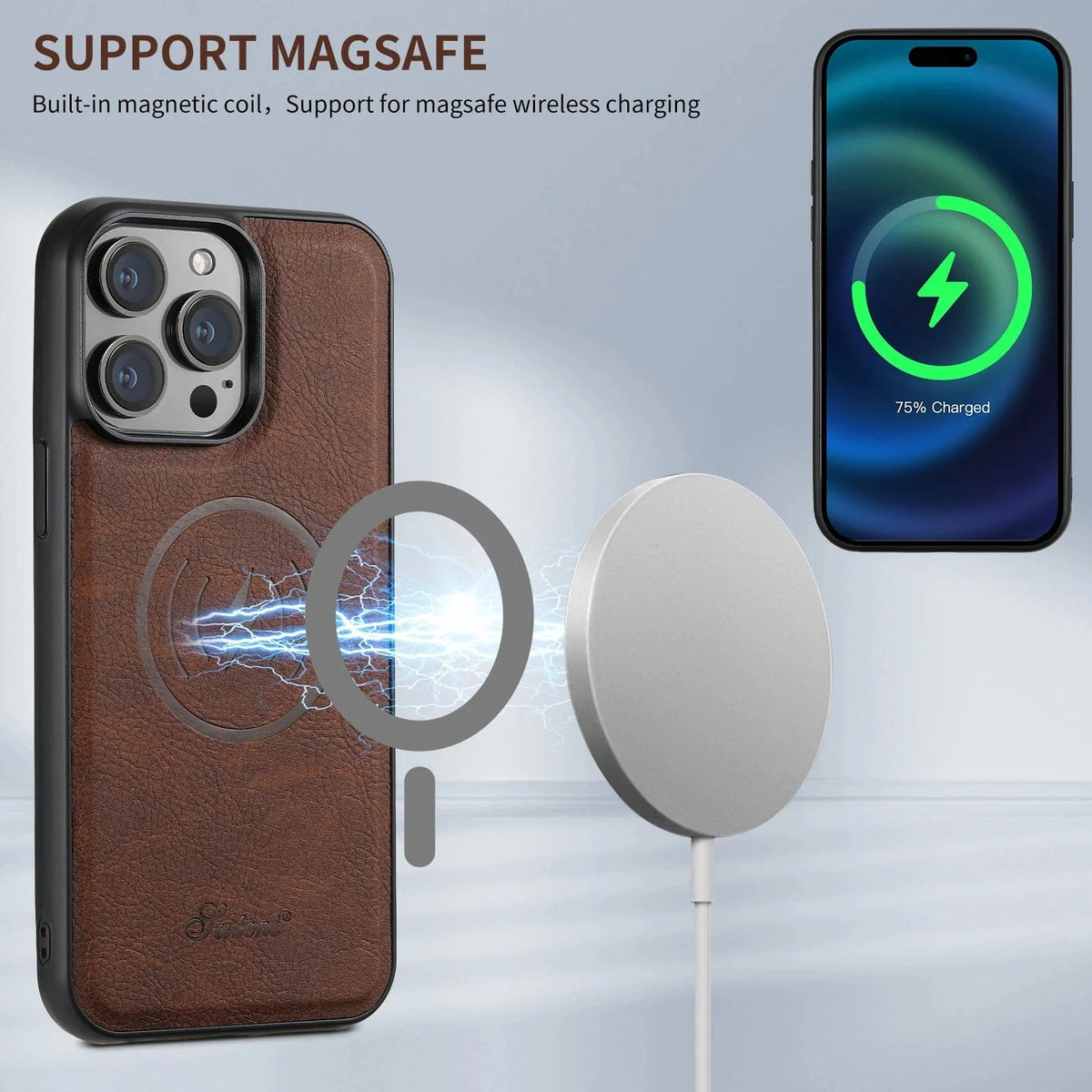 Leather Magnetic Wallet iPhone Case - Agenda365.com