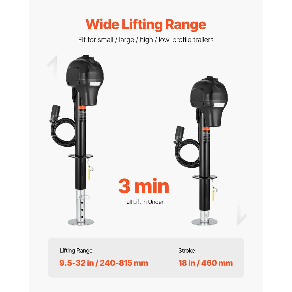 SucceBuy 12V Electric Trailer Jack 7 Pin Connector Crank Handle Lift 5000 Lb - Agenda365.com
