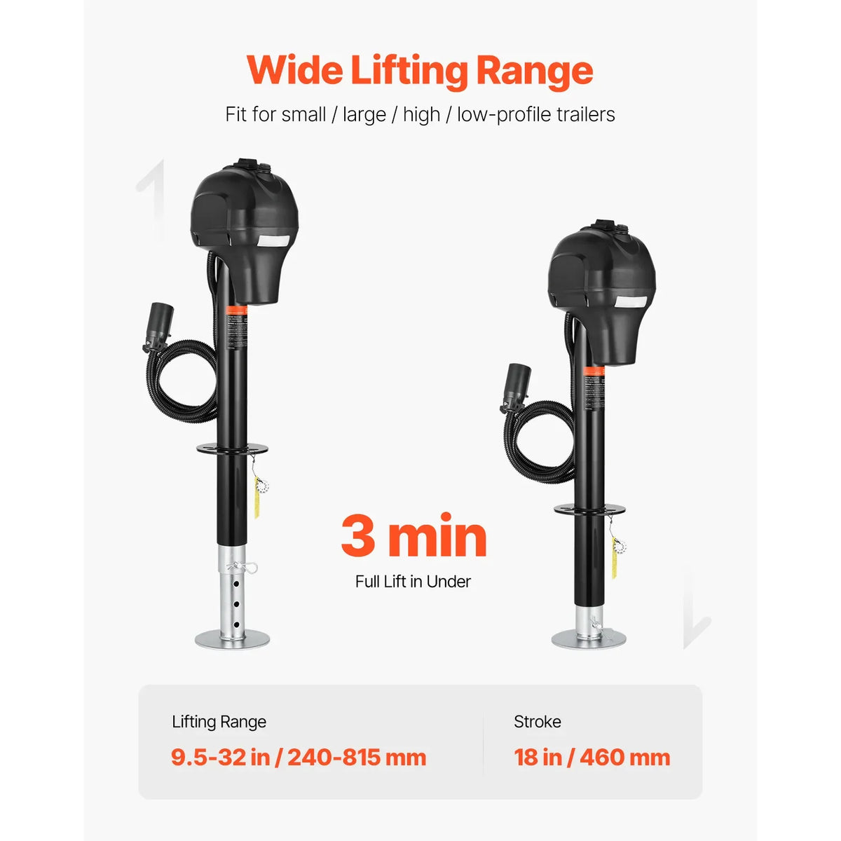 SucceBuy 12V Electric Trailer Jack 7 Pin Connector Crank Handle Lift 5000 Lb - Agenda365.com