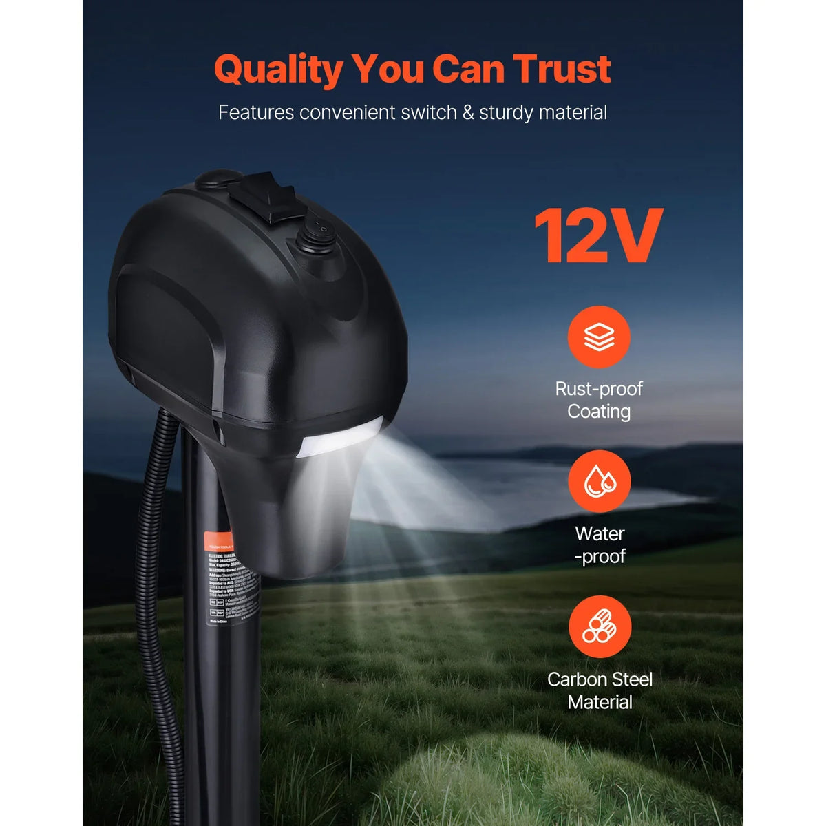 SucceBuy 12V Electric Trailer Jack 7 Pin Connector Crank Handle Lift 5000 Lb - Agenda365.com