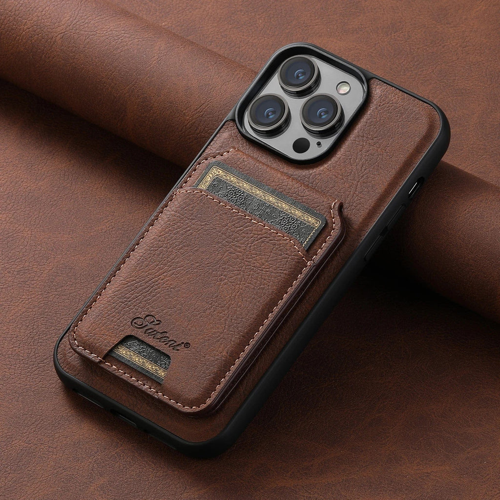 Leather Magnetic Wallet iPhone Case - Agenda365.com