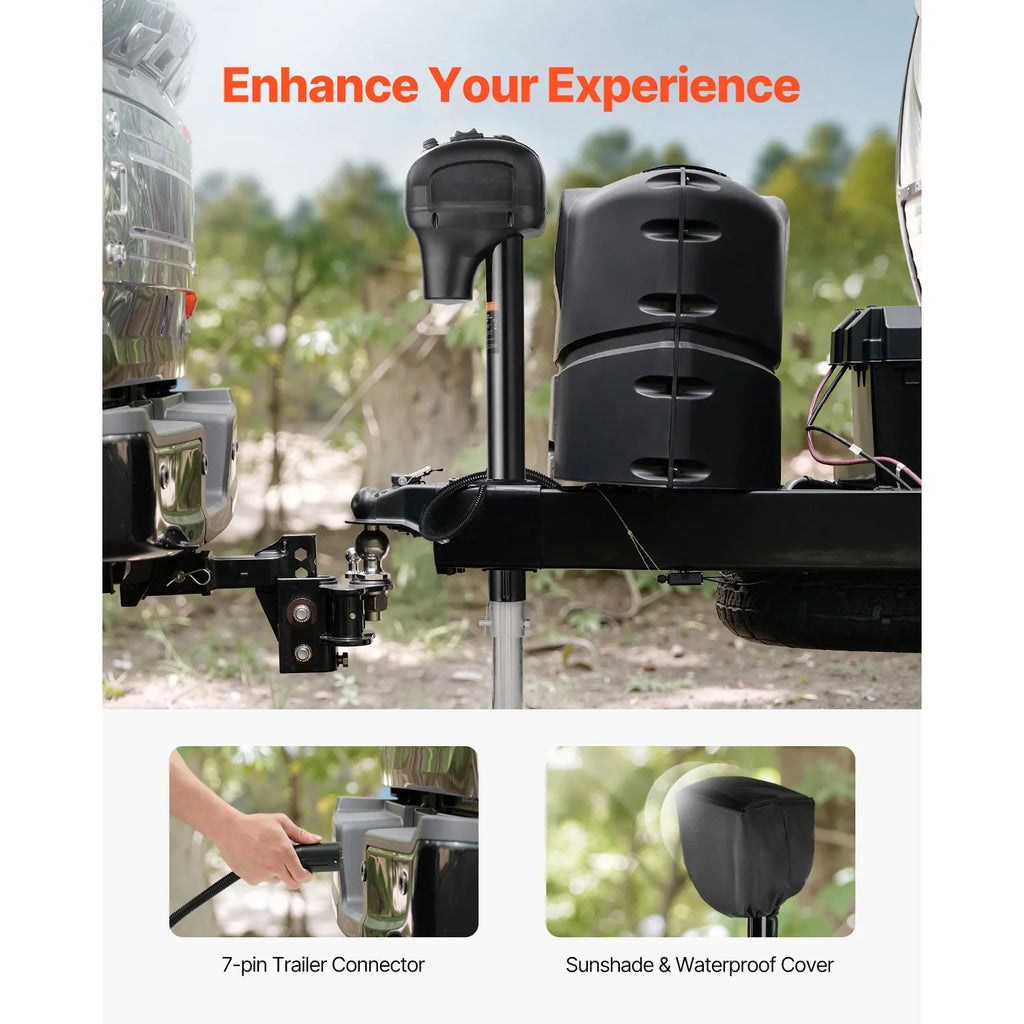 SucceBuy 12V Electric Trailer Jack 7 Pin Connector Crank Handle Lift 5000 Lb - Agenda365.com