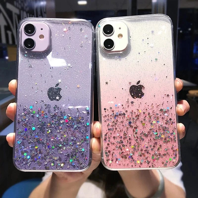 Cute Gradient Sequins Clear Glitter iPhone Case - Agenda365.com