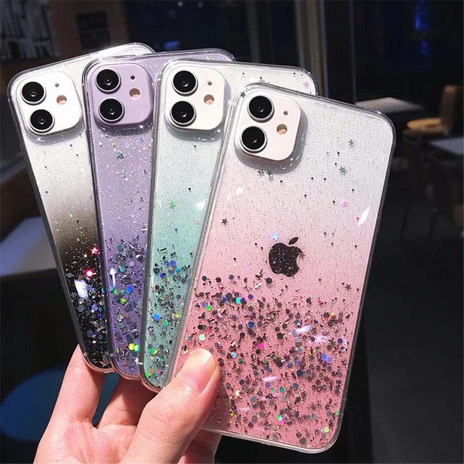 Cute Gradient Sequins Clear Glitter iPhone Case - Agenda365.com