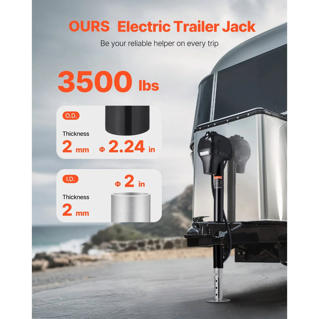 SucceBuy 12V Electric Trailer Jack 7 Pin Connector Crank Handle Lift 5000 Lb - Agenda365.com