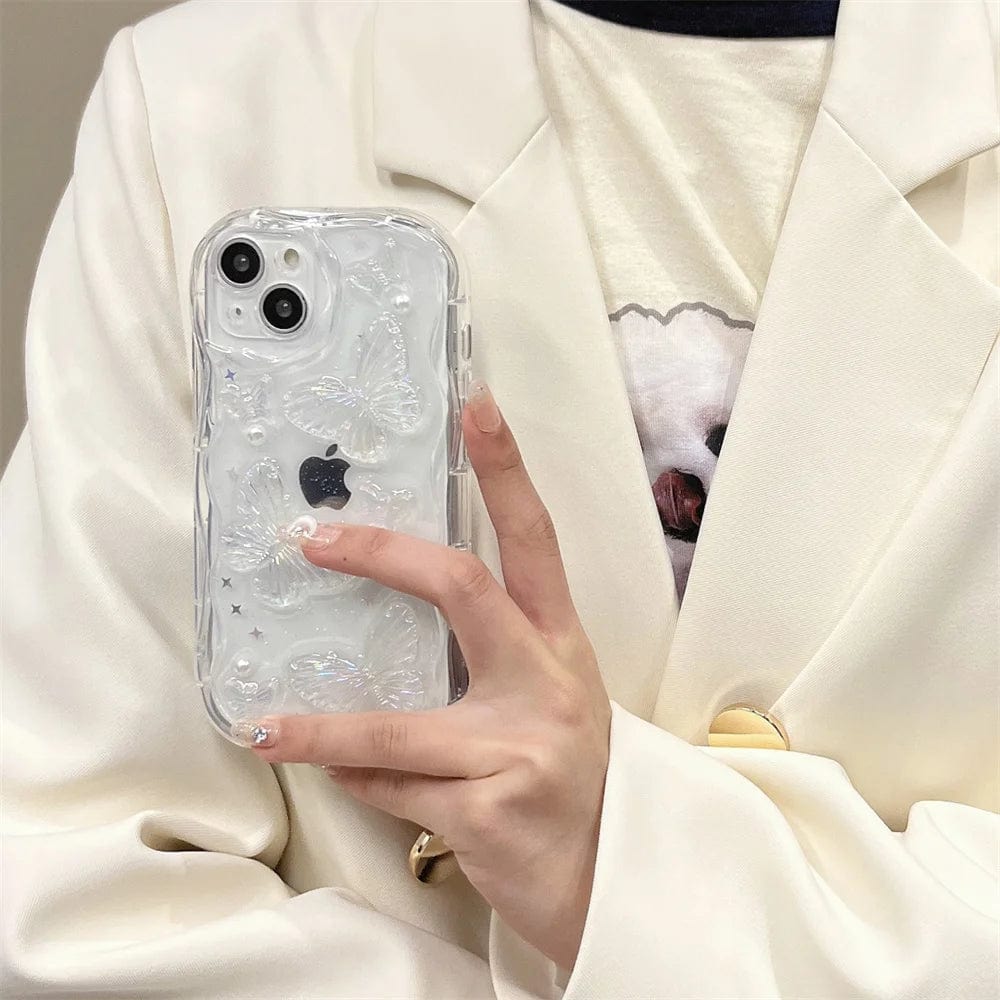 3D Butterfly Crystal Bling Glitter Pearl iPhone Case - Agenda365.com