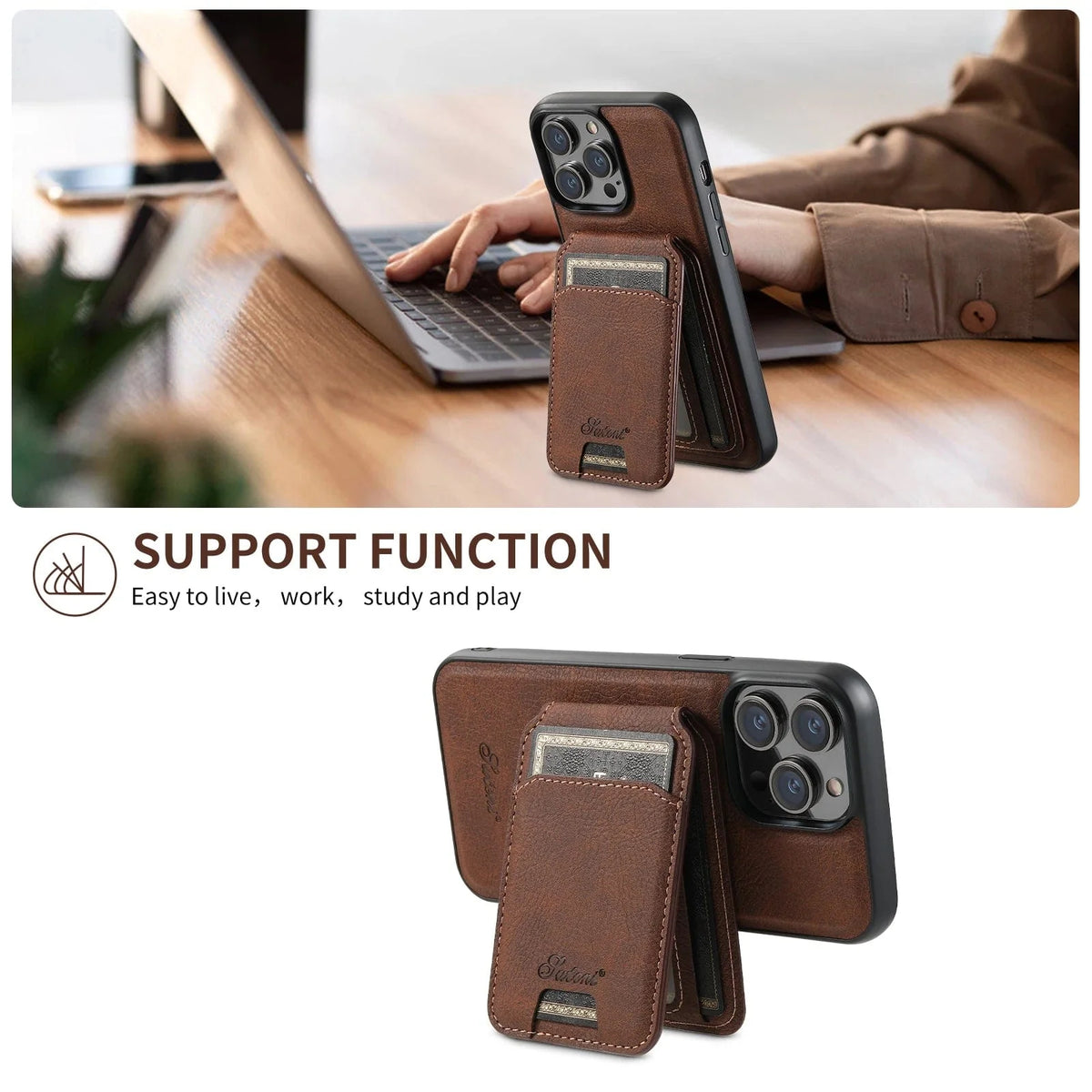 Leather Magnetic Wallet iPhone Case - Agenda365.com