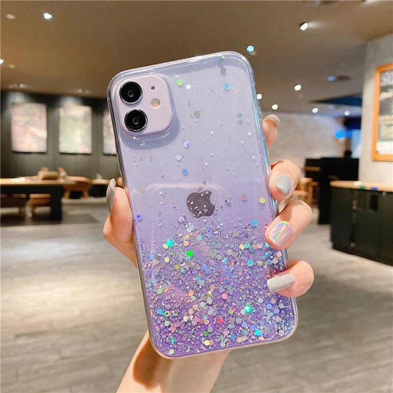 Cute Gradient Sequins Clear Glitter iPhone Case - Agenda365.com