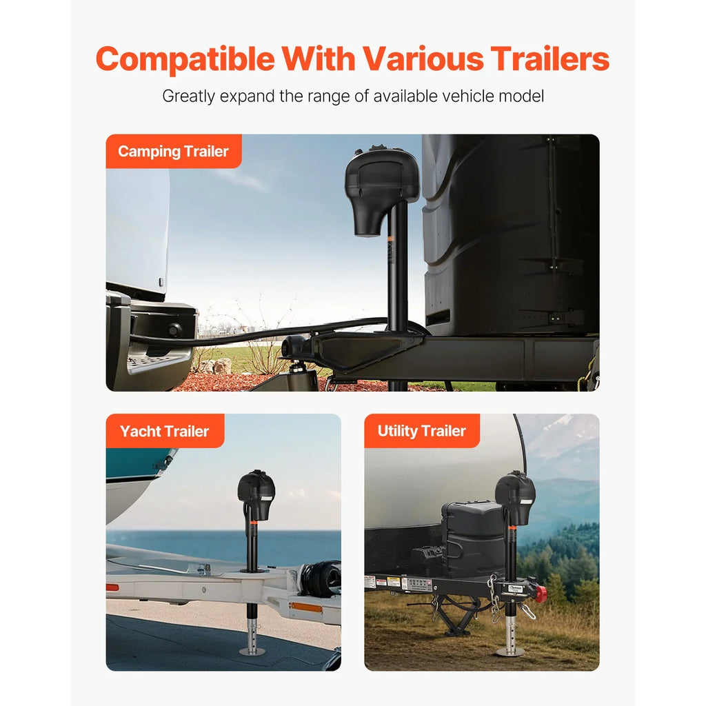 SucceBuy 12V Electric Trailer Jack 7 Pin Connector Crank Handle Lift 5000 Lb - Agenda365.com