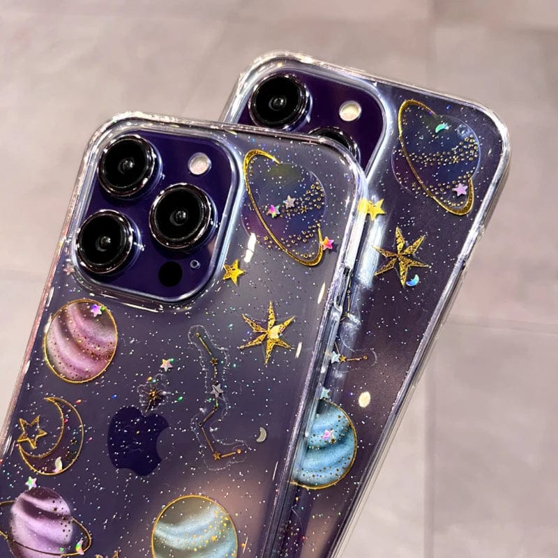 Bling Glitter Planet Stars Clear iPhone Case - Agenda365.com