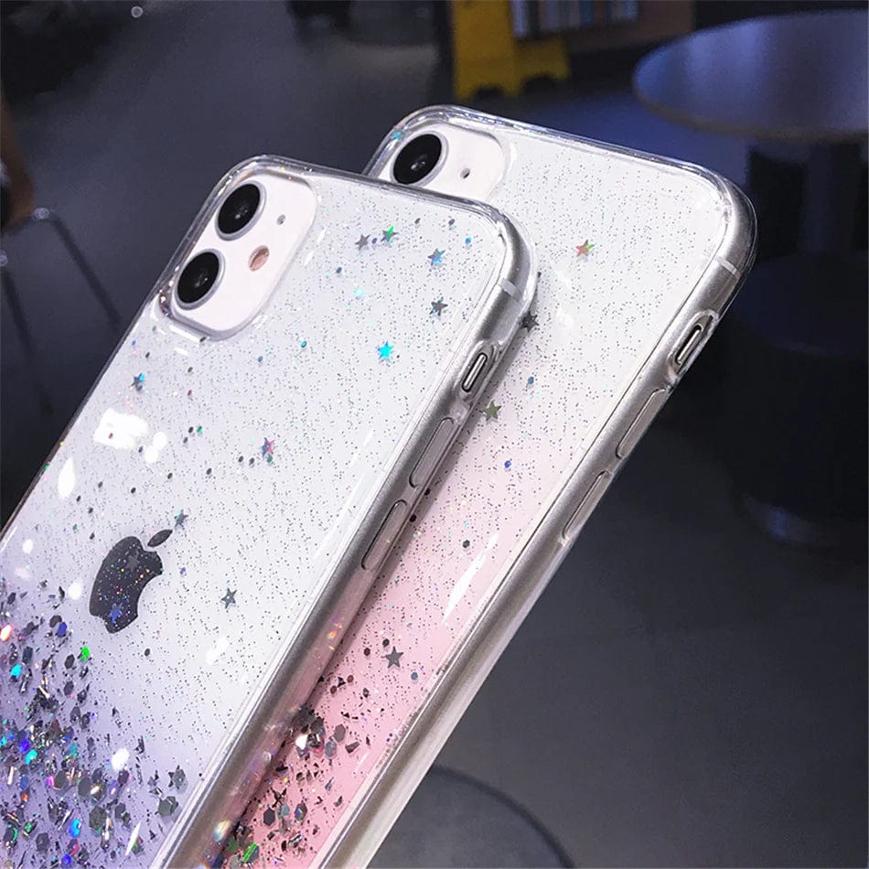 Cute Gradient Sequins Clear Glitter iPhone Case - Agenda365.com