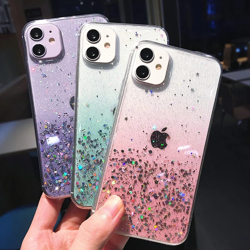 Cute Gradient Sequins Clear Glitter iPhone Case - Agenda365.com