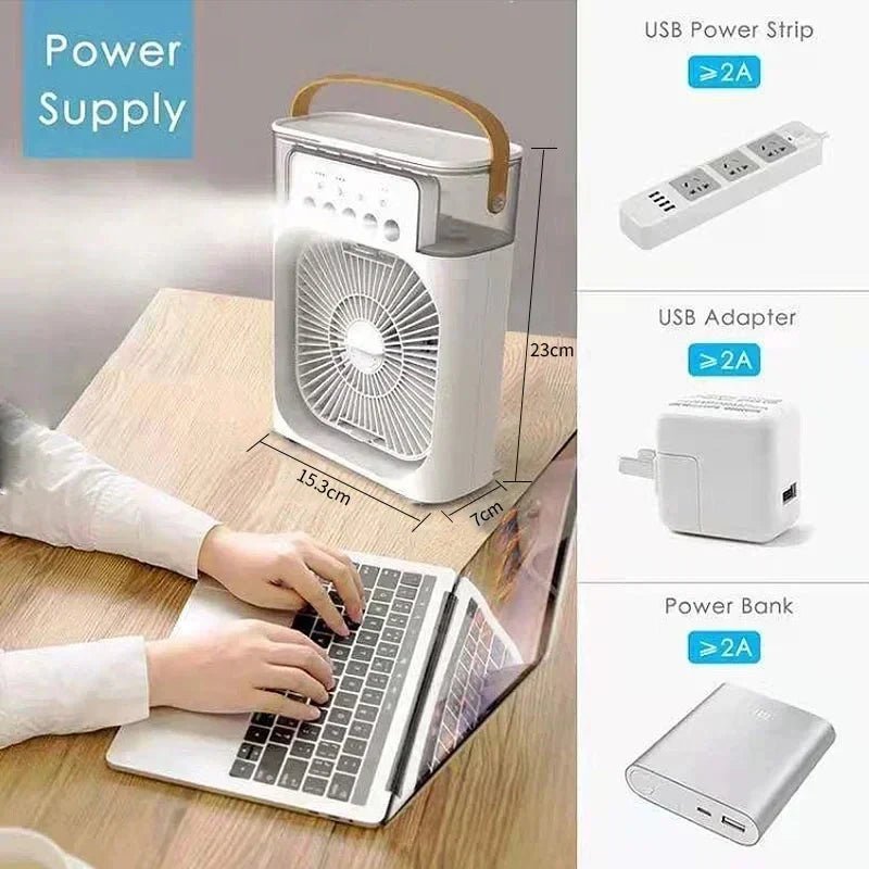 Kualool 3-In-1 Air Cooler Humidifier Portable Night Light - Agenda365.com