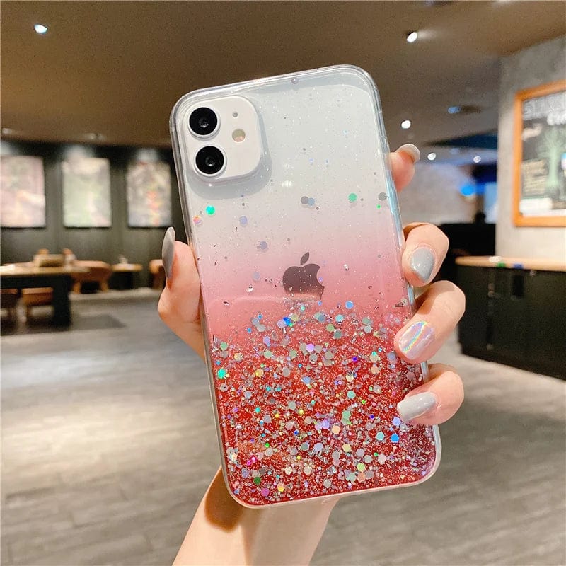 Cute Gradient Sequins Clear Glitter iPhone Case - Agenda365.com