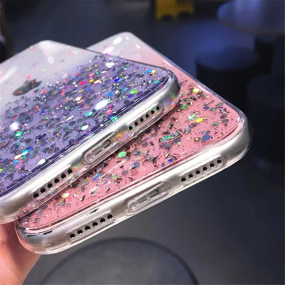 Cute Gradient Sequins Clear Glitter iPhone Case - Agenda365.com