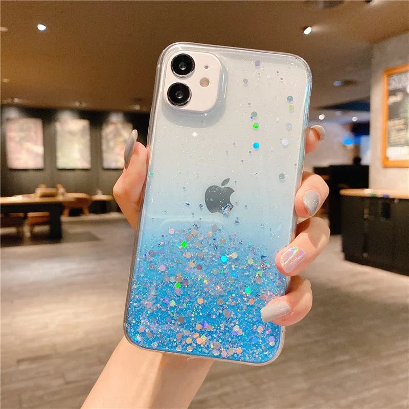Cute Gradient Sequins Clear Glitter iPhone Case - Agenda365.com