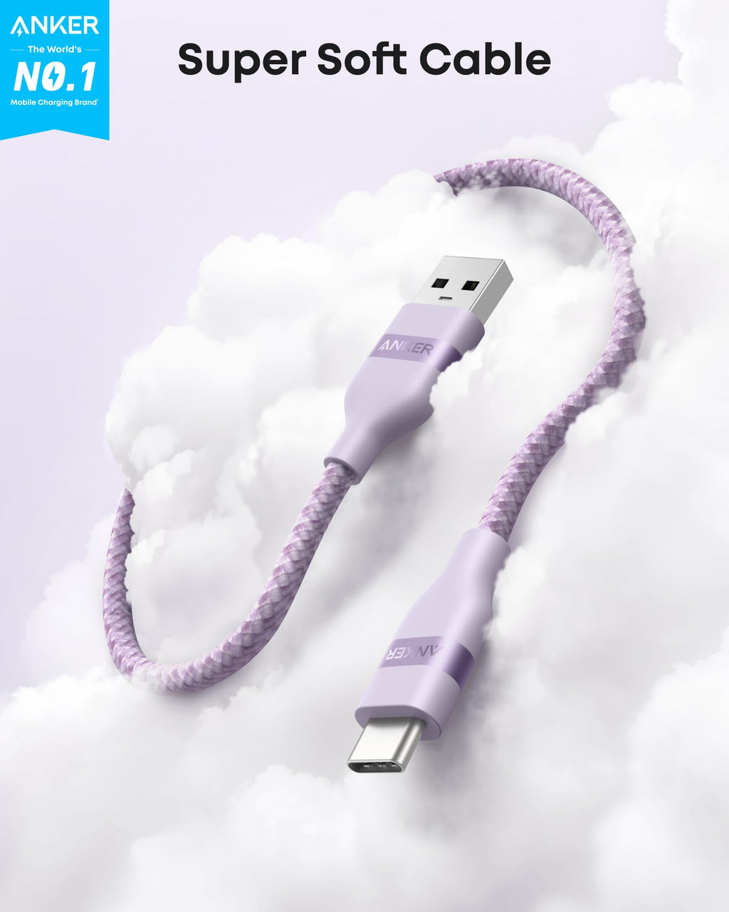 Anker USB-A to USB-C Cable (3 ft / 6 ft, Upcycled-Braided) - Agenda365.com