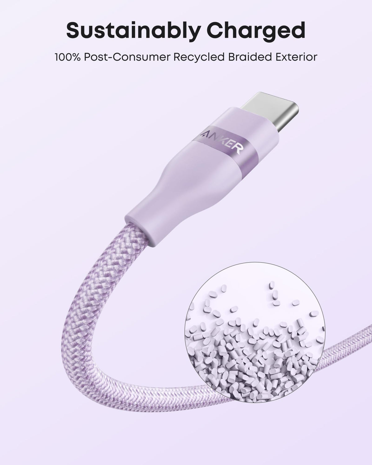Anker USB-A to USB-C Cable (3 ft / 6 ft, Upcycled-Braided) - Agenda365.com