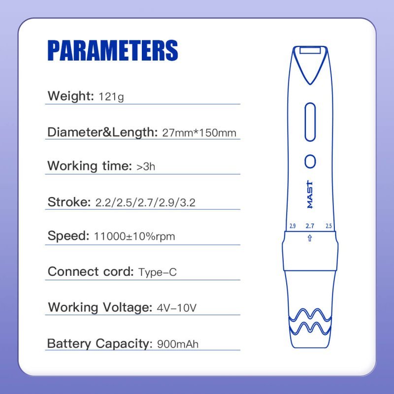 Dragonhawk Wireless Tattoo Pen Machine With 2.2MM-3.2MM Adjustable Strokes Permanent Makeup | Mast P60 (With RCA adapter) - Agenda365.com