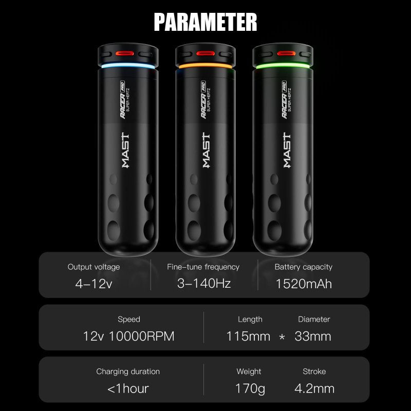 Dragonhawk Wireless Tattoo Pen Machine 4.2MM Strokes Length | Mast Racer Pro - Agenda365.com